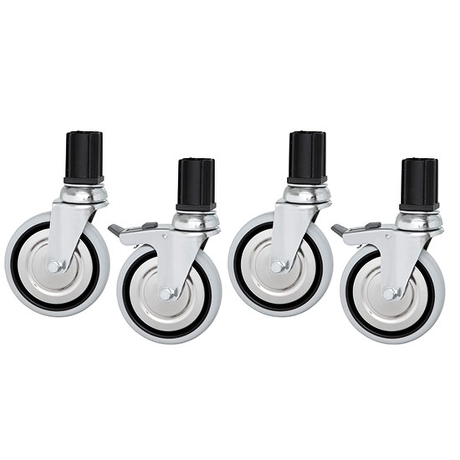 4 Rollen (2 davon mit Feststellbremse)