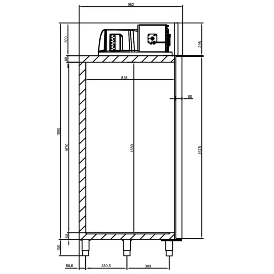 Mastro Bäckereitiefkühlschrank 850 Liter mit 1 Tür | Edelstahl | -10° / -20°C