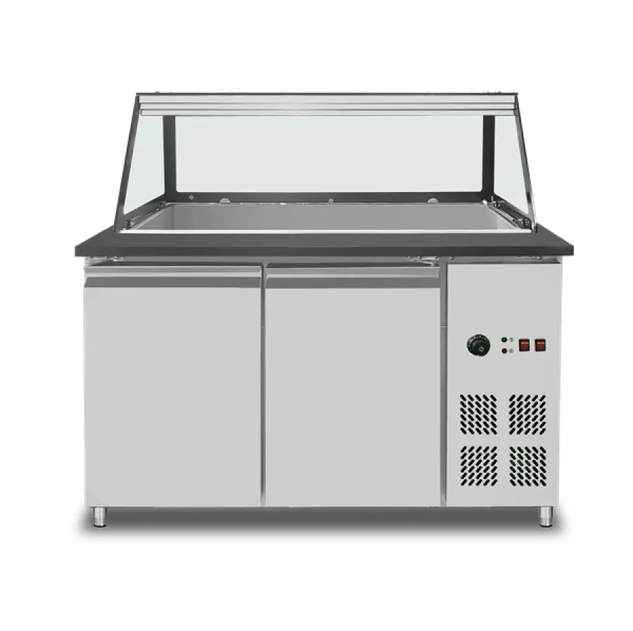 Bain-Marie-Theke 4x GN 1/1 Black Star Galaxy Granit 153x82x85,5 cm