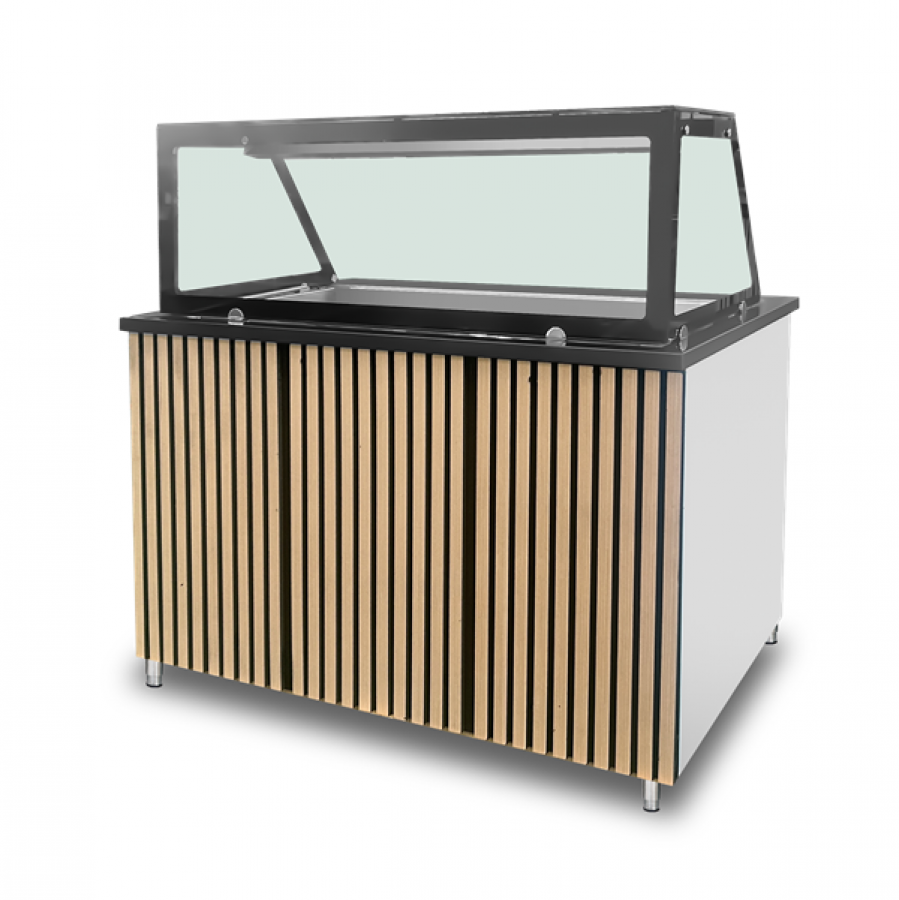 Saladette-Arbeitsplatz Bain-Marie-Theke 3x GN 1/1 Granit 2400W