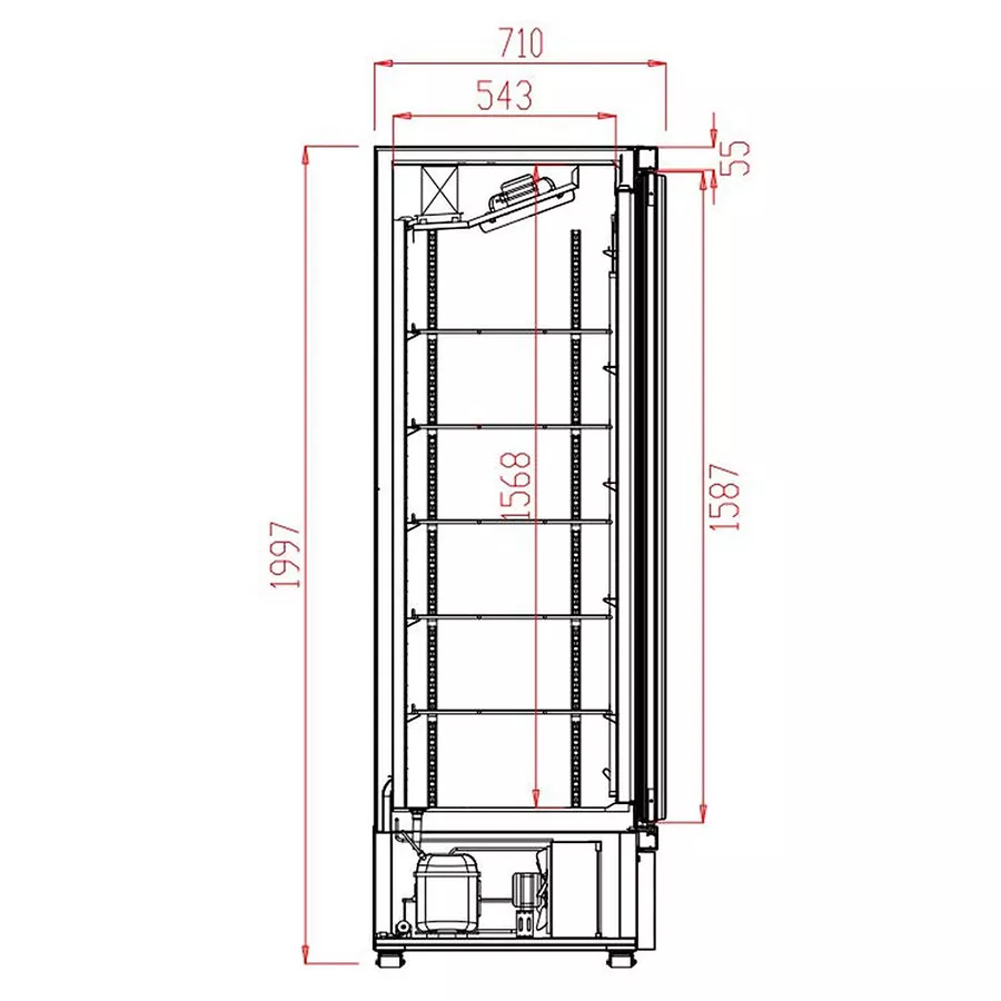 Kühlschrank 1 Glastür Schwarz Jde-600R Bl