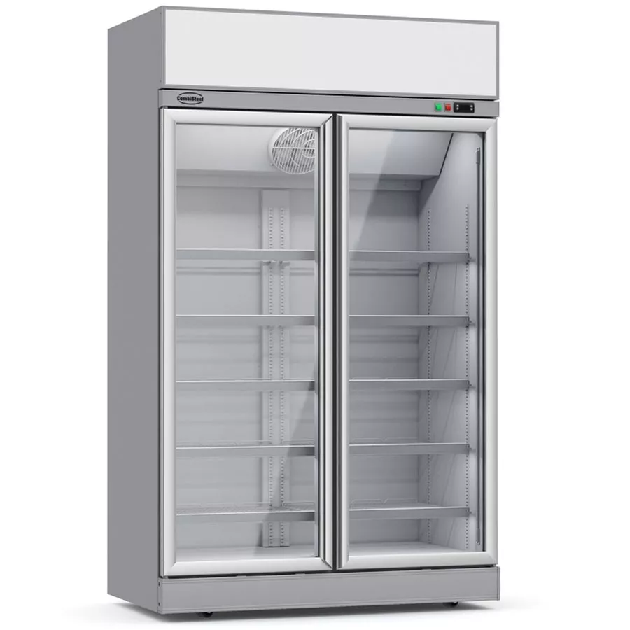 Combisteel Glastürkühlschrank mit 2 Glastüren und Werbedisplay | 1000 Liter | Weiß