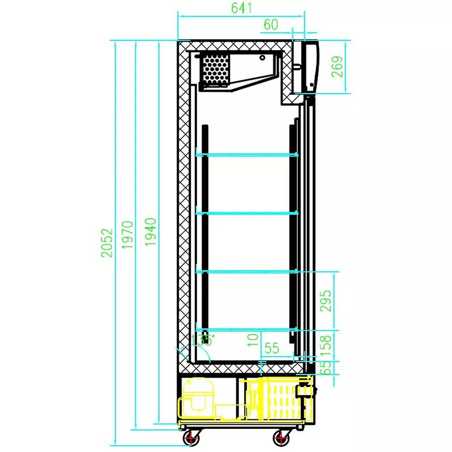 Combisteel Glastürkühlschrank mit 2 Glastüren in schwarz | 1079 Liter