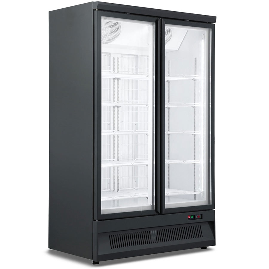 Koelkast met 2 glazen deuren SVO-1000R - Energiezuinige commerciële koelkast met LED-verlichting en digitaal display