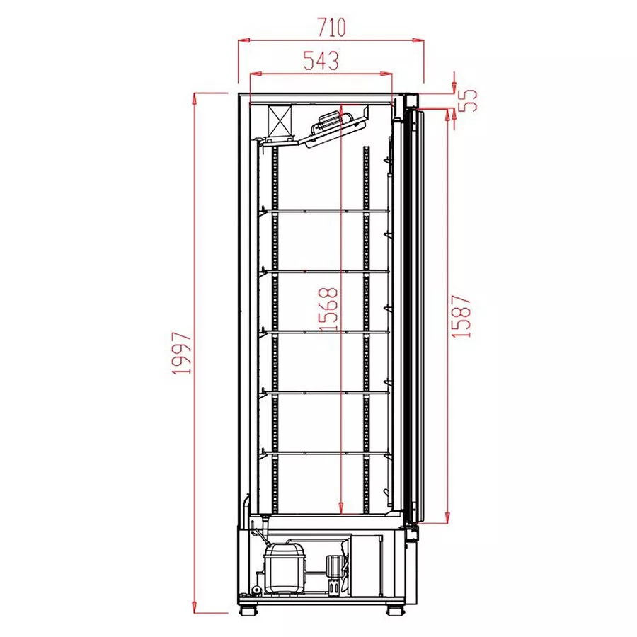 Combisteel Getränkekühlschrank mit 4 klappbare Glastüren JDE-2025L schwarz | 2025 Liter