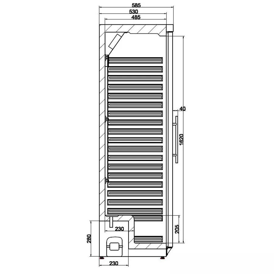 Combisteel Statisch Lagerkühlschrank weiß 350 Liter mit 1 Glastür | 2° / +8° C