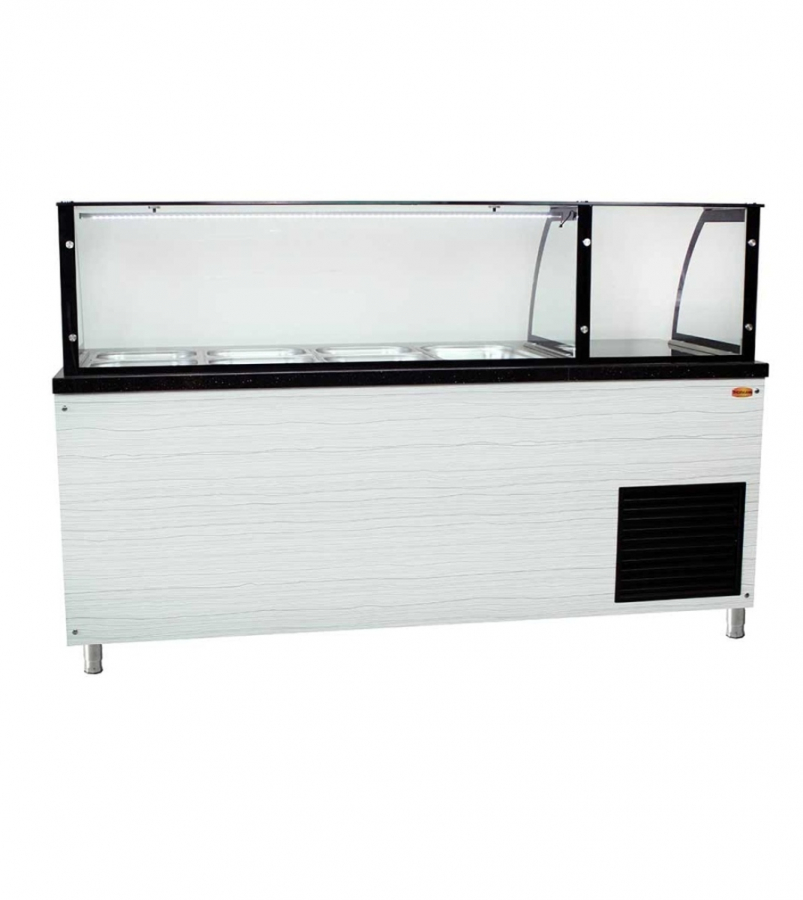Salattheke (Dönertheke) mit Kassentisch Weiß | 4 x 1/1GN | B2000 x T850 x H1300 mm Salattheke (Dönertheke) mit Kassentisch Weiß | 4 x 1/1GN | B2000 x T850 x H1300 mm