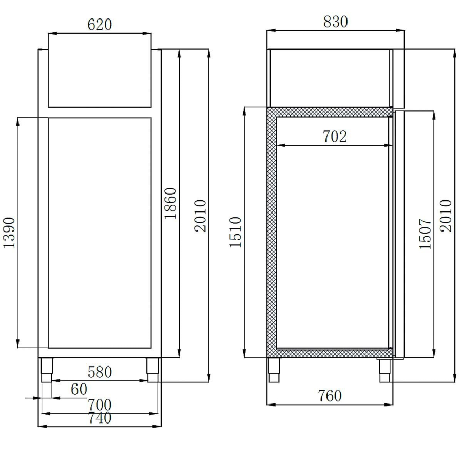 EASYLINE Koelkast 700 / 1-deurs GN2/1 - Monoblock