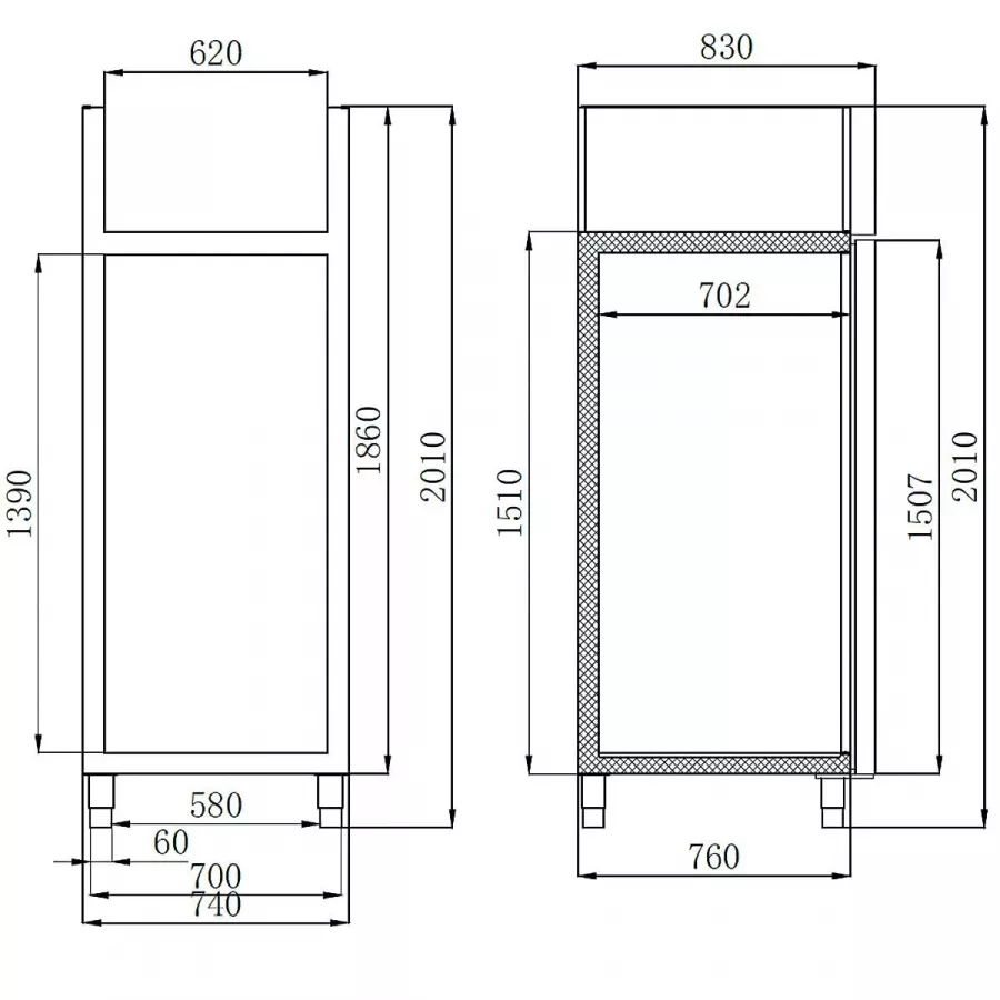 EASYLINE Kühlschrank 700 / 1-türig GN2/1 - Monoblock