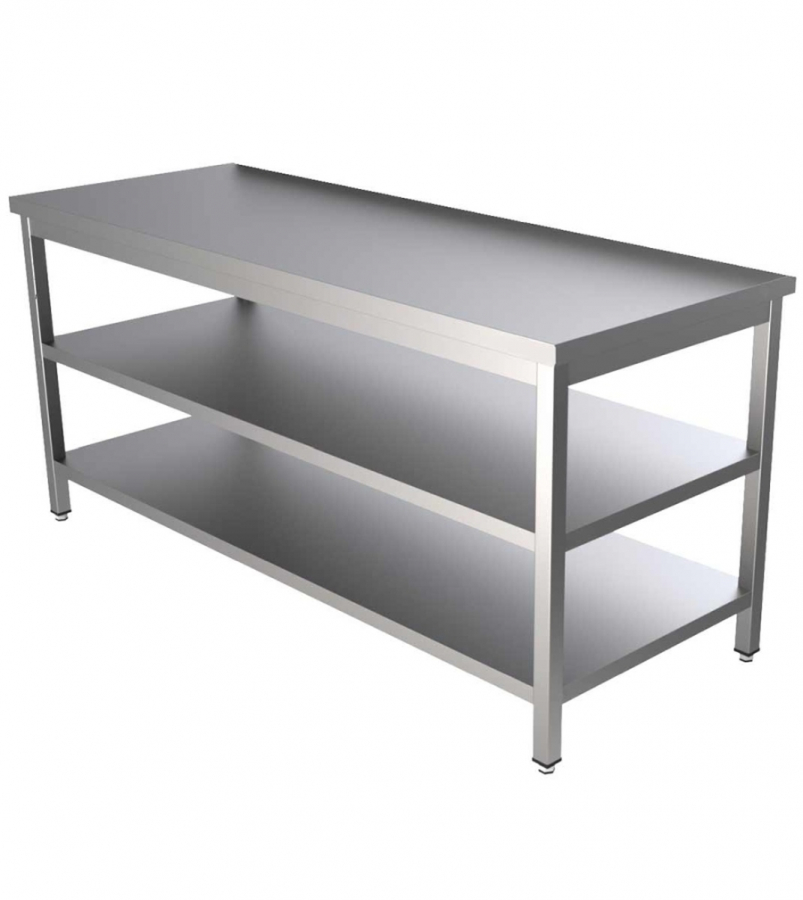Edelstahl Arbeitstisch 80x60 cm mit Zwischenboden Edelstahl Arbeitstisch 80x60 cm mit Zwischenboden
