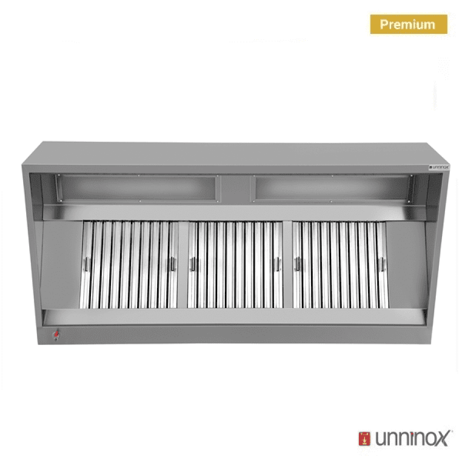 Dunstabzugshaube Box-Modell PREMIUM-GESCHWEISST 3800x1100x450mm Edelstahl