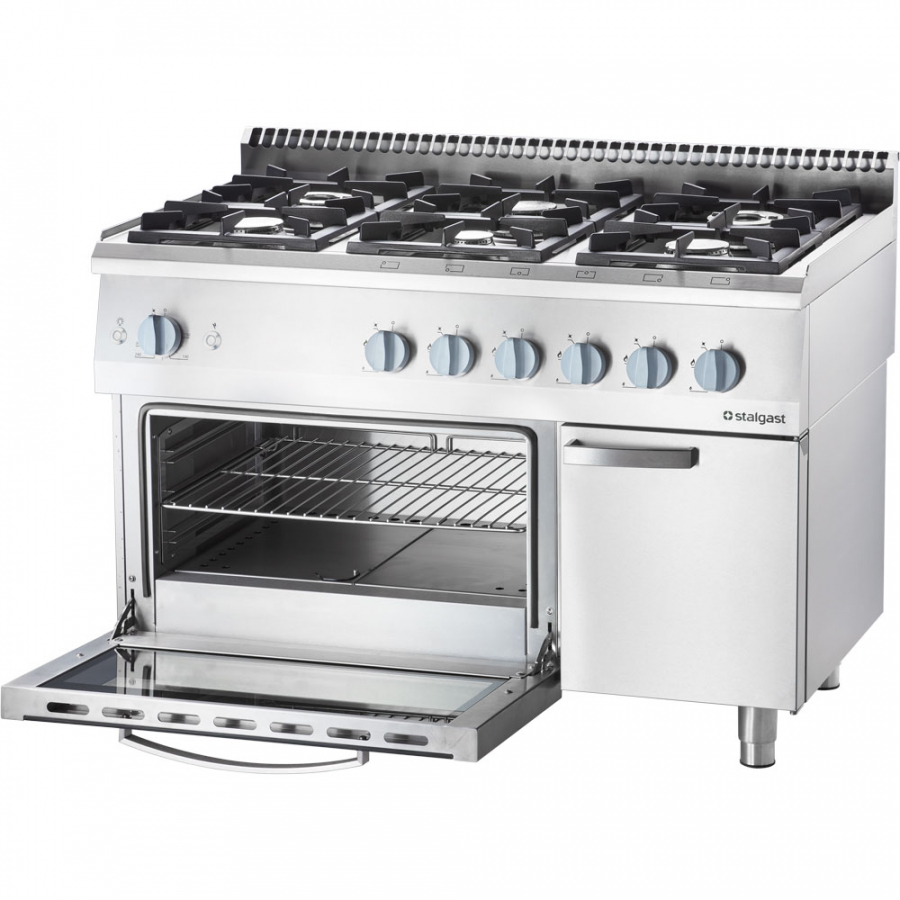 Gasherd mit 6 Brennern und Gas-Backofen GN2/1, Serie 700 ND