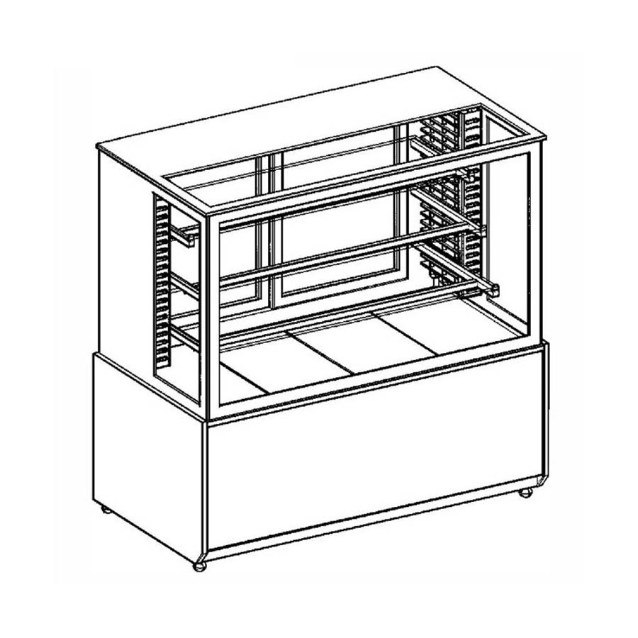 Fleischvitrine Statisch | B1500xT750xH1300 mm | Weiß-​​Schwarz