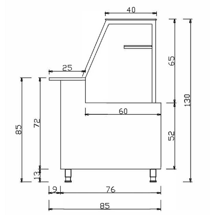 Fleischvitrine Umluftkühlung | B1000xT850xH1300 mm | Weiß-​​​Schwarz