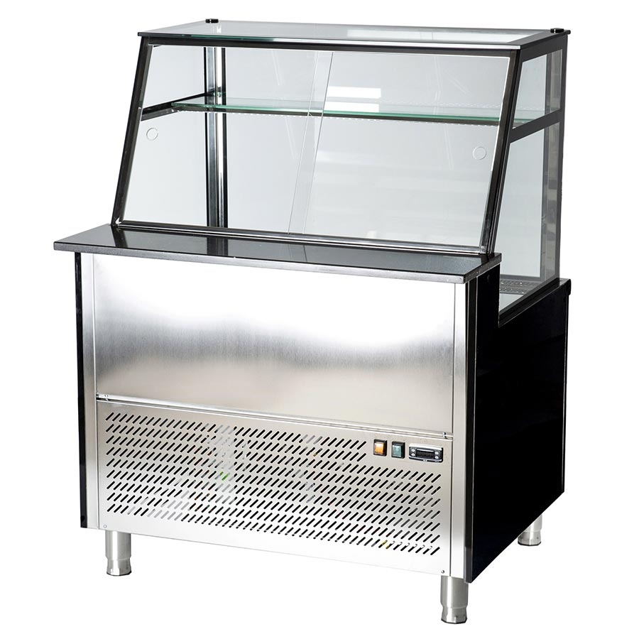 Fleischvitrine Umluftkühlung | B1250xT850xH1300 mm | Bordeaux-​​Schwarz