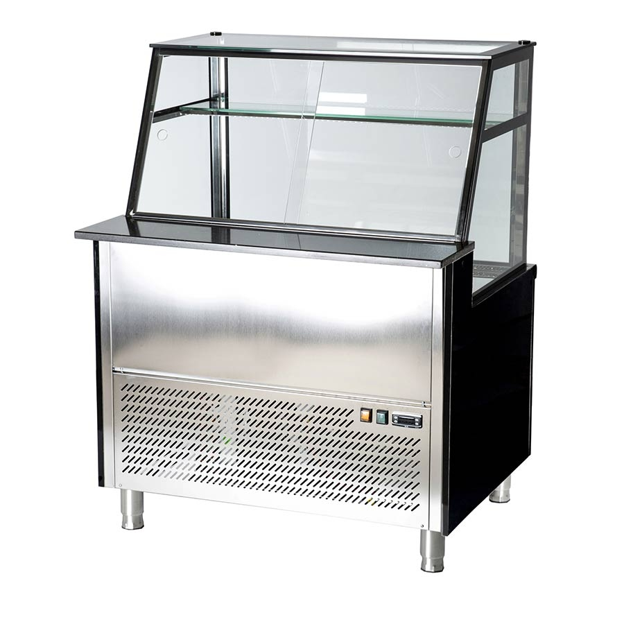 Fleischvitrine Umluftkühlung | B1500xT850xH1300 mm | Weiß-​​​Schwarz