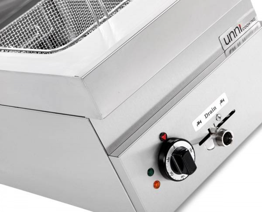 Frituurbak UnniCooking 650 LINE 1x10L – Koude zone, afvoerhahn