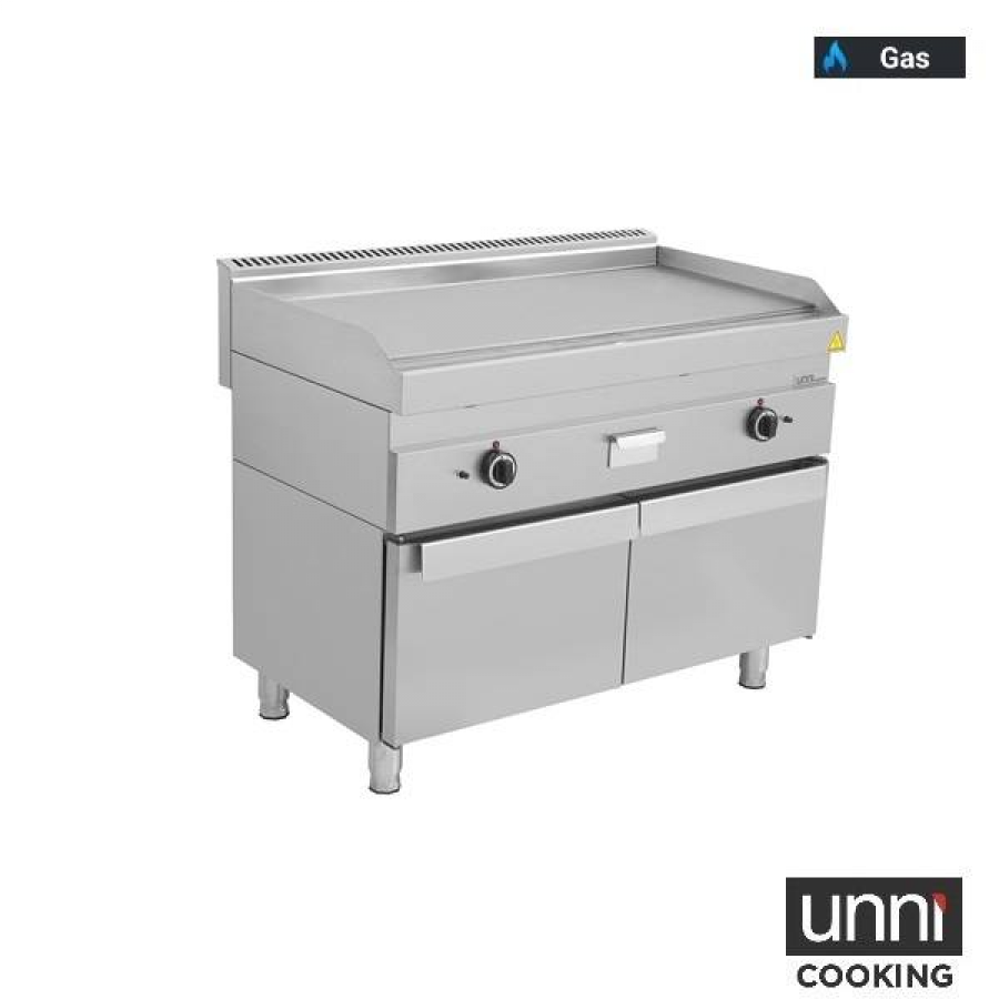 Gas-Braadplaten 650 SERIES glad roestvrij staal met buisbrenner