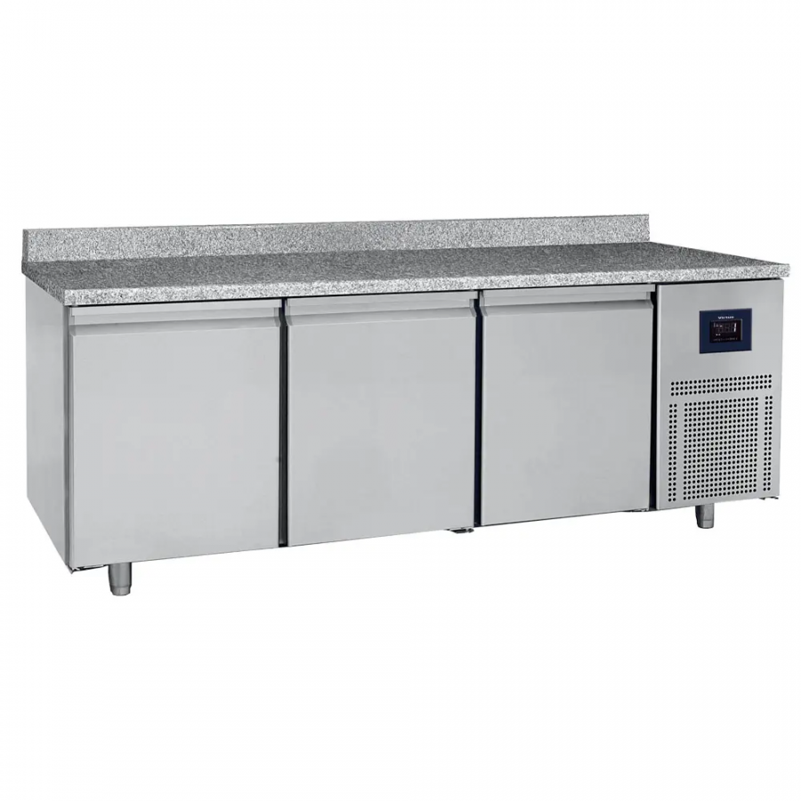 Bakkerij diepvrieswerkbank 3-deurs 600x400 mm granieten werkblad met opstaande rand 10-22 °C WiFi - Gastrohot