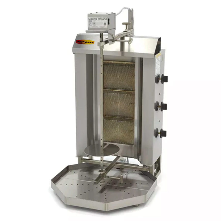 Gas-Dönergrill met 3 branders | Motor aan de top | 30 kg