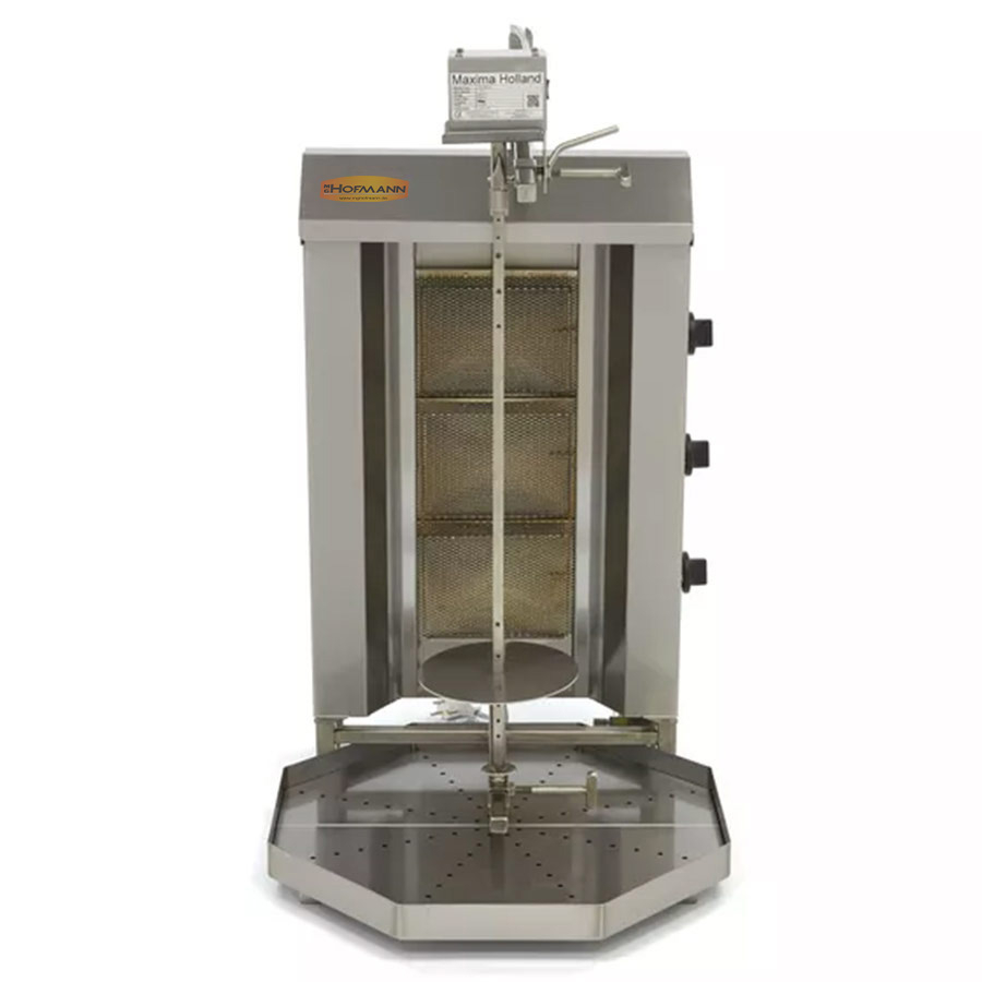 Gas Dönergrill met 3 branders Motor aan de top 30 kg - Professionele Dönergrill voor gastronomie en snackbars