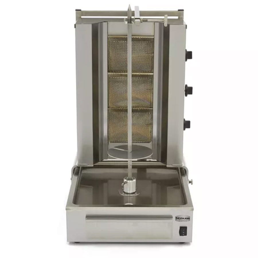 Gas Dönergrill mit 3 Brenner Motor Boden 40 kg - Professioneller Dönergrill für Gastronomie und Imbiss mit leistungsstarken Brennern