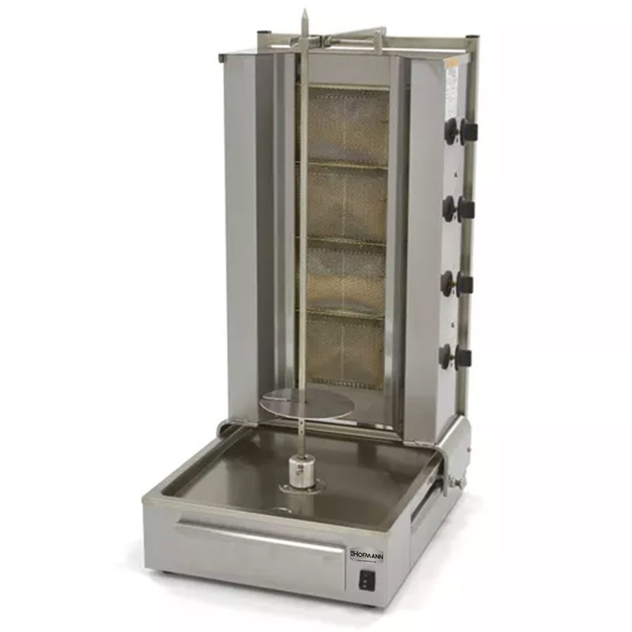 Gas-Dönergrill mit 4 Brenner | Motor am Boden | 70 kg Gas-Dönergrill mit 4 Brenner | Motor am Boden | 70 kg