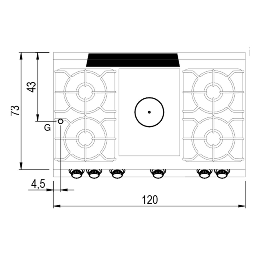 Gas-Glühplattenherd auf statischem Gasofen | GN 2/1 und geschlossenem Schrank | 4 Brenner B1200xT730xH870 Gas-Glühplattenherd auf statischem Gasofen | GN 2/1 und geschlossenem Schrank | 4 Brenner B1200xT730xH870