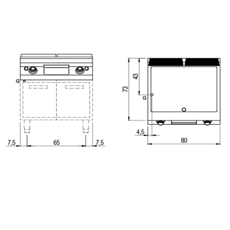 Mastro Gas-Grillplatte 14 kW | Tischmodell | 1/3 gerillt und 2/3 glatt verchromt