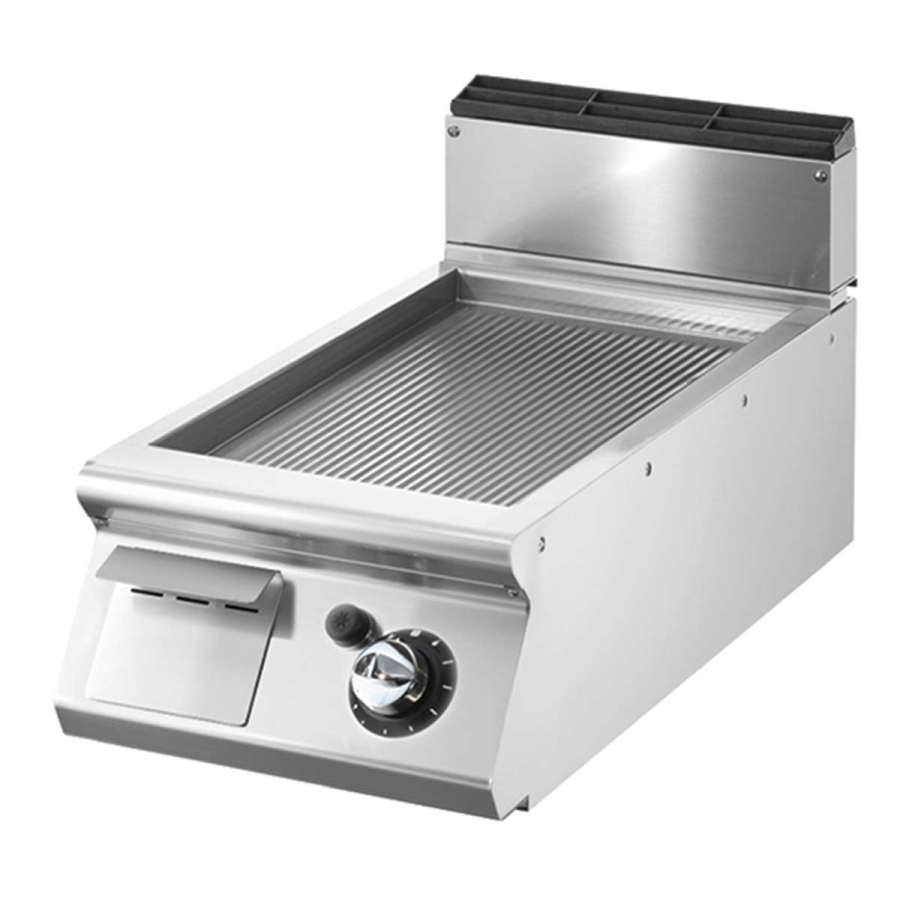 Gas Grillplatte Tischmodell - Gerillte, verchromte Platte
