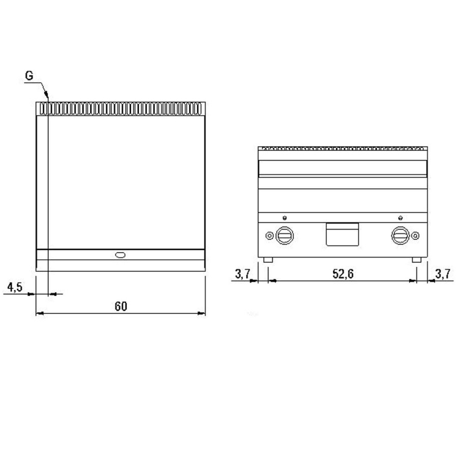 Gas-Grillplatte Tischmodell | Glatt 10.4kW