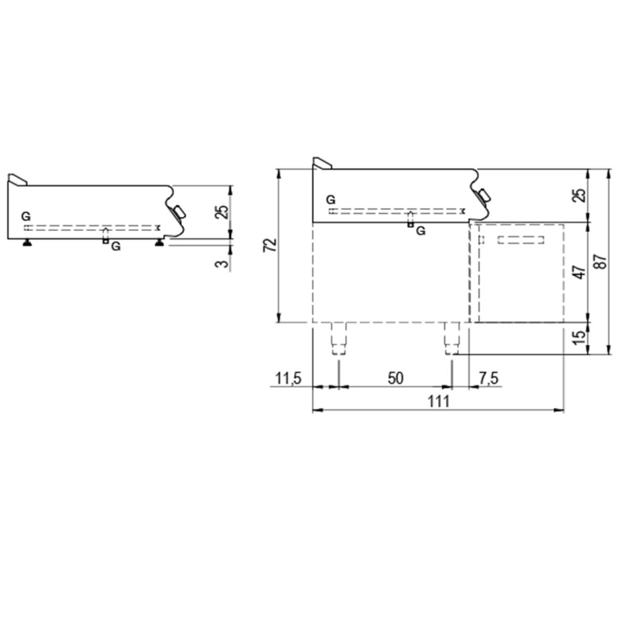 Gas-Grillplatte Tischmodell | Glatte Platte | 12kW