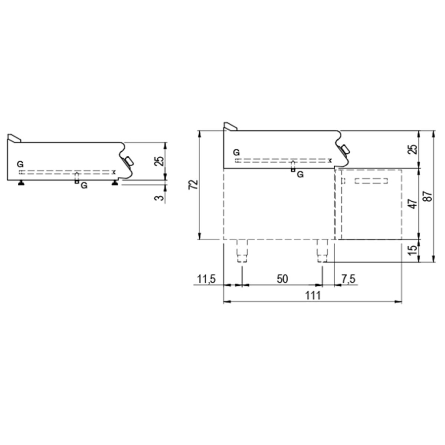Gas-Grillplatte Tischmodell | Glatte Platte 6kW