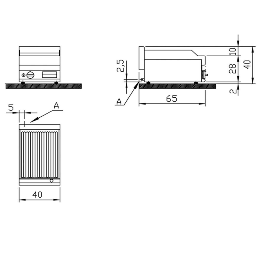 Gas-Grillplatte Tischmodell | Verchromt glatt | 5.7kW