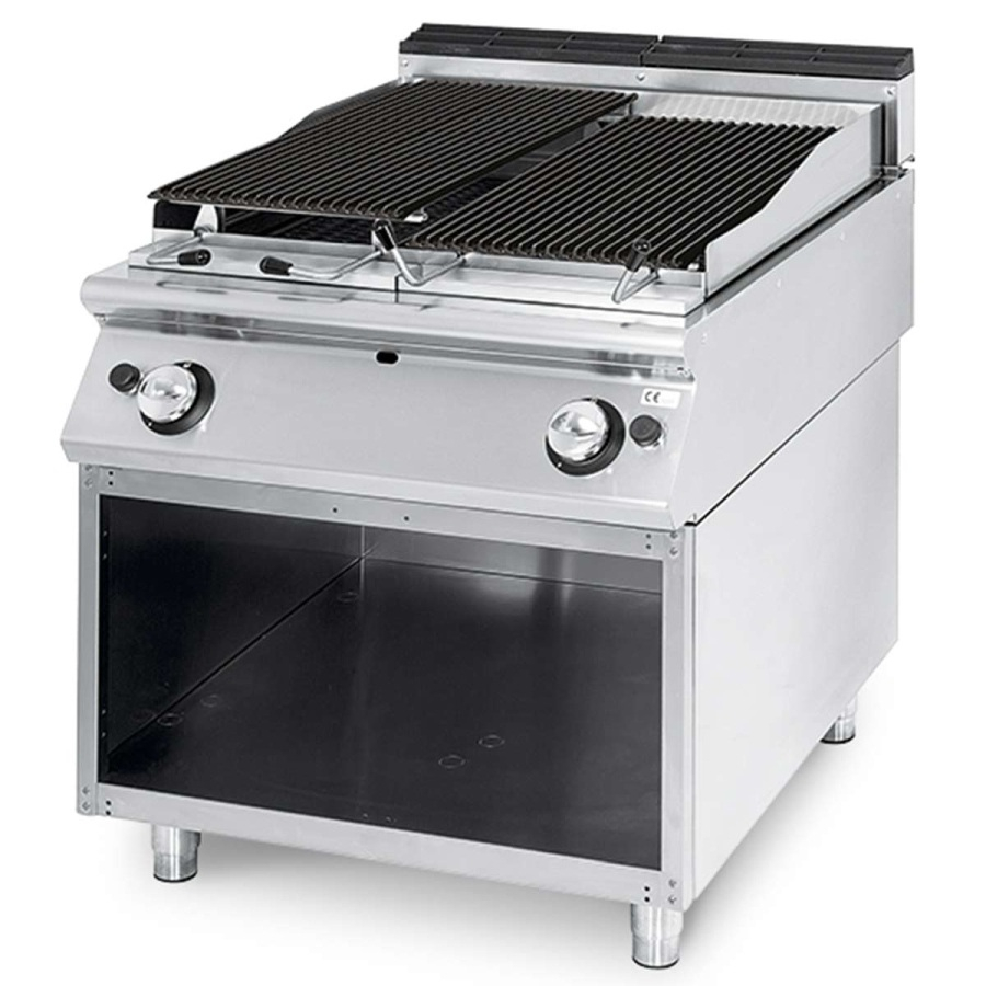 Gas-lavasteengrill met gietijzeren kookzone