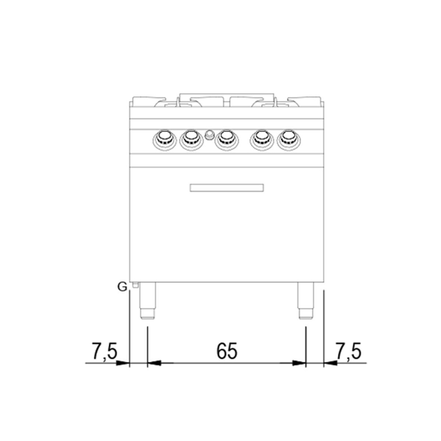Gasherd auf statischem Gasofen | GN 2/1 | 4 Brenner B800xT730xH870