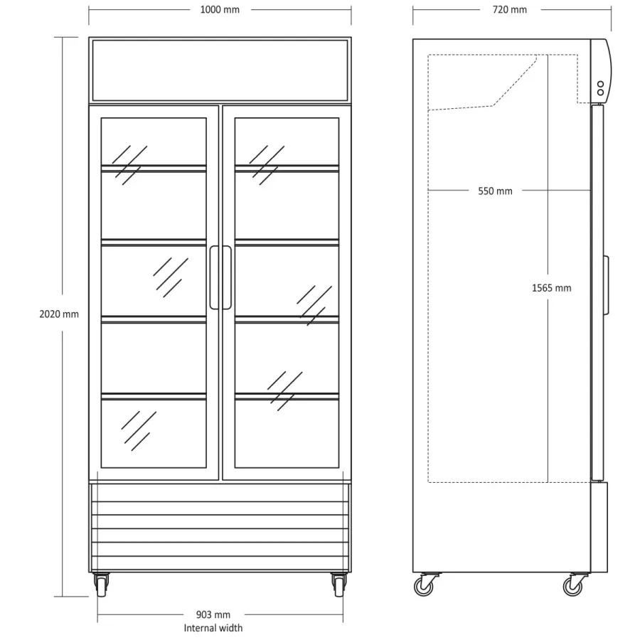 MG Hofmann Getränkekühlschrank mit 2 Türen | Umluftkühlung | 776 Liter | B1000 x T720 x H2023 mm
