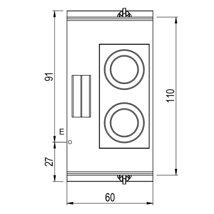 Glaskeramikkochfeld mit 2 Platten auf Unterbau mit Türen | Bedienung beidseitig B600xT1100xH870