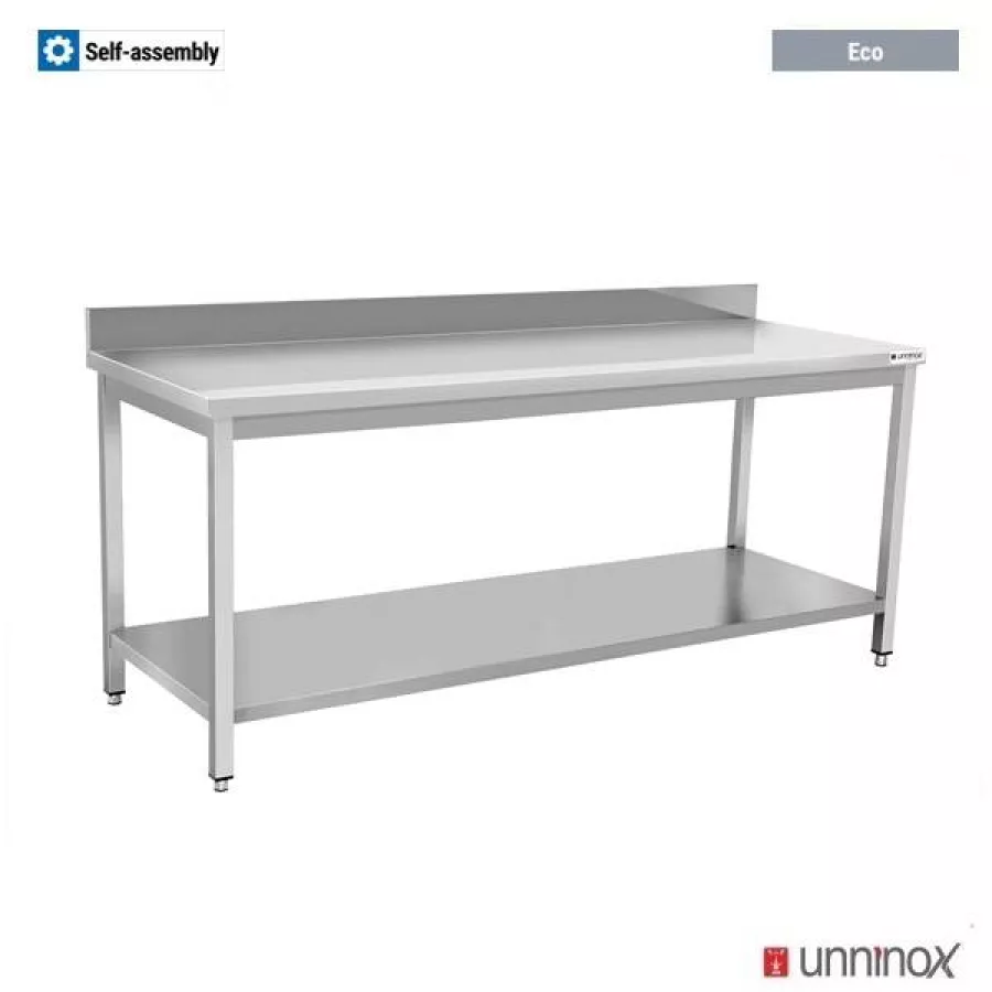 Arbeitstisch 700 mit Seitenwand 600x700xH850mm Edelstahl