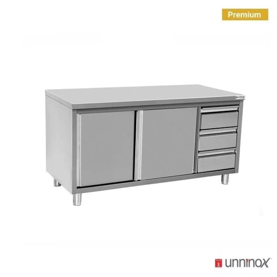 Arbeitsschrank 1600x600x850mm mit 3 Schubladen rechts