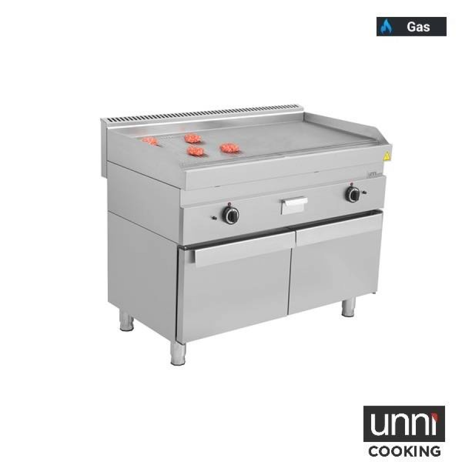 Gas-Braadplaten 650 Serie RVS 1/3 geribbeld 2/3 glad