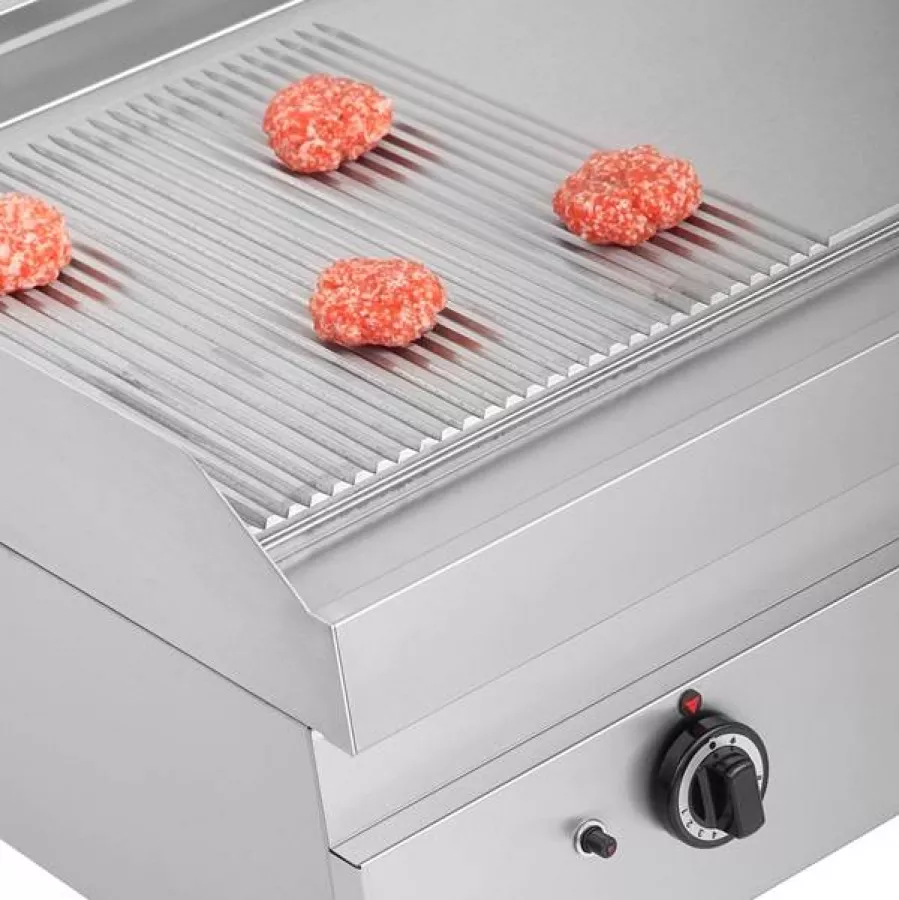 Gas-Bratplatten 650 Serie Edelstahl 1/3 geriffelt 2/3 glatt