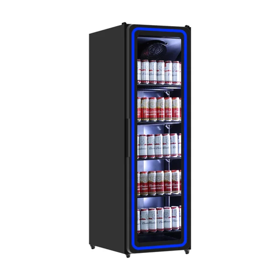 Drankkoelkast 1 glazen deur 394L blauwe LED-verlichting