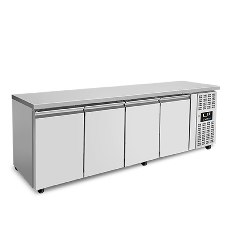 Kühltisch 4 Türen ohne Aufsatz 2230x700x850mm R290 Zwangsgekühlt