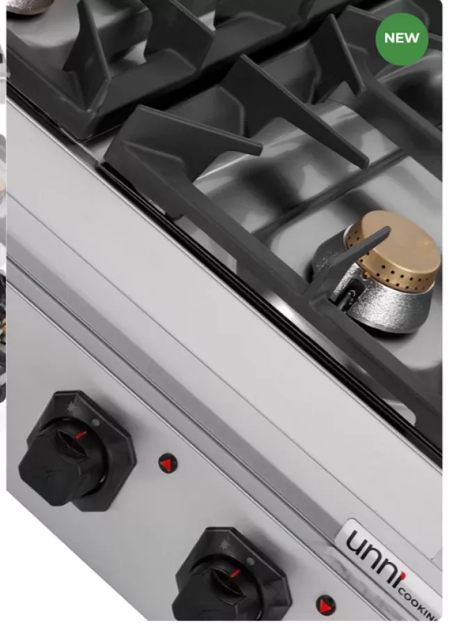 Gasherd 28,5 kW, 4 Brenner, Tischgerät, manuelle Zündung