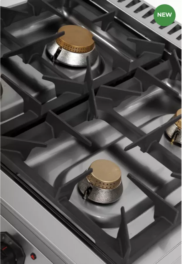 Gasherd 28,5 kW, 4 Brenner, Tischgerät, manuelle Zündung