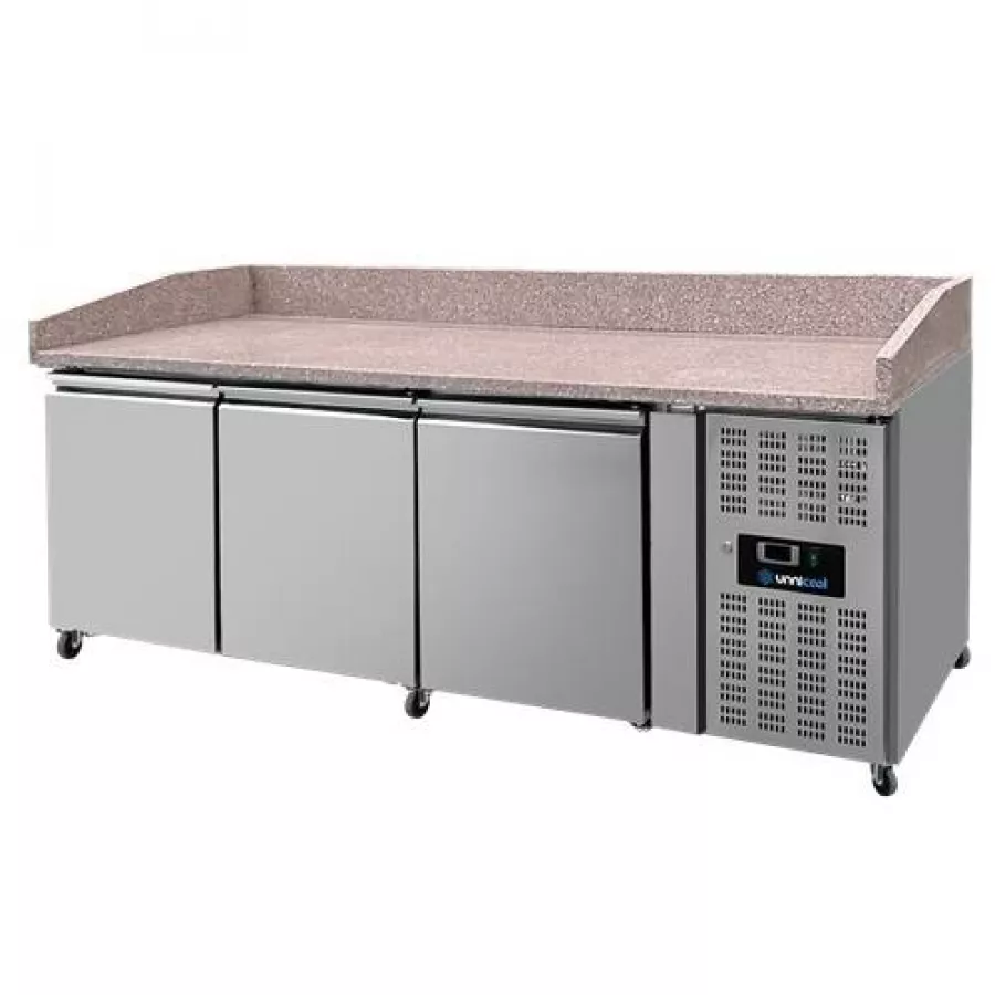 Pizza Kühltisch 3 Türen 202x80x100cm 580L Edelstahl Umluft