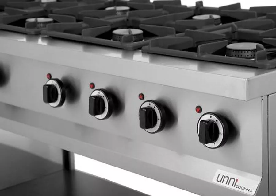 Gasherd OCK-8 mit 6,5 kW Doppelbrennern und Zündflamme