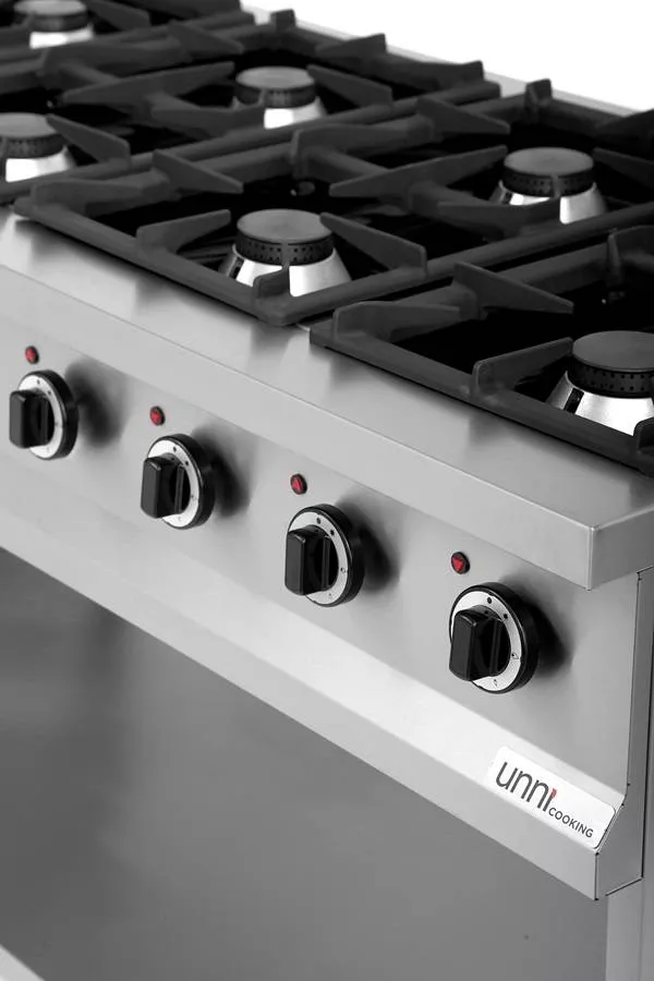 Gasherd OCK-8 mit 6,5 kW Doppelbrennern und Zündflamme