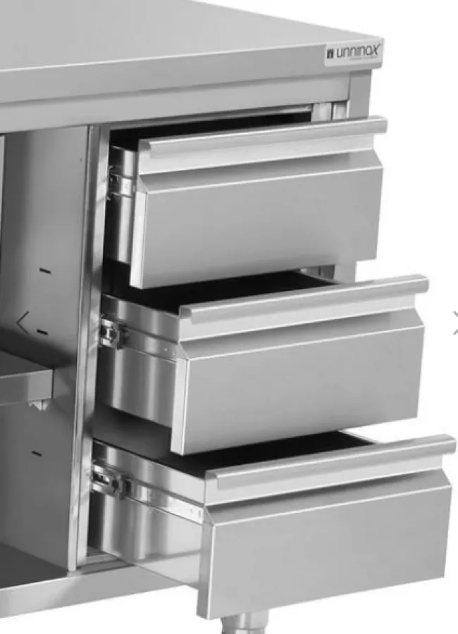 Arbeitsunterschrank 1500x600x850mm ohne Aufsatz, 3 Schubladen links